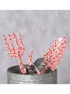 3tlg. Gartenwerkzeug in Rot - (H)28 cm