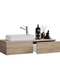 2-tlg. Gäste WC Waschplatz Waschtisch schmal Gudas in Sonoma-Eiche