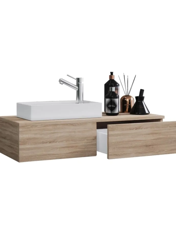 2-tlg. Gäste WC Waschplatz Waschtisch schmal Gudas in Sonoma-Eiche