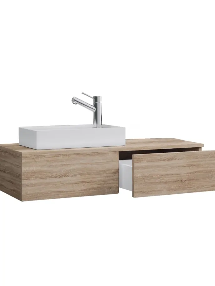 2-tlg. Gäste WC Waschplatz Waschtisch schmal Gudas in Sonoma-Eiche