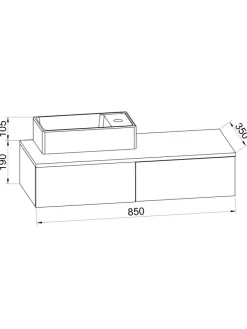 2-tlg. Gäste WC Waschplatz Waschtisch schmal Gudas in Sonoma-Eiche