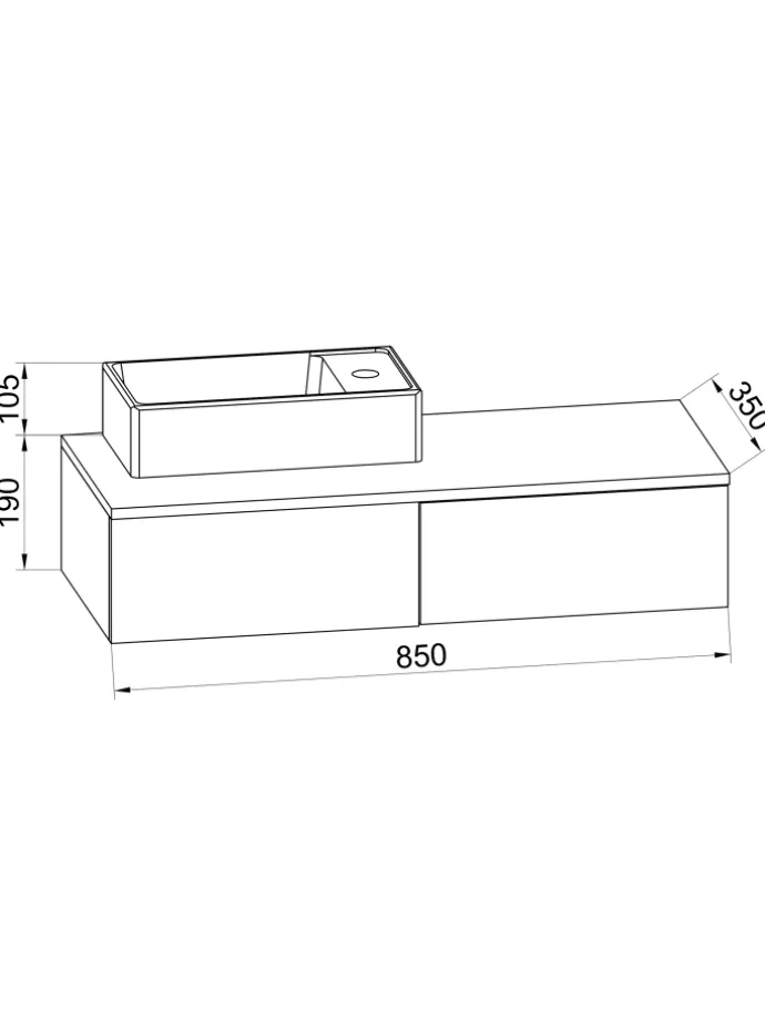 2-tlg. Gäste WC Waschplatz Waschtisch schmal Gudas in Sonoma-Eiche