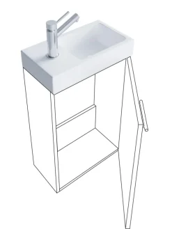 3-tlg Gäste WC Waschplatz Waschtisch Slito Schrank in Honig-Eiche