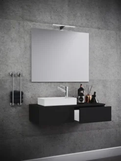 3-tlg Gäste WC Waschplatz Waschtisch Gudas Spiegel in Schwarz