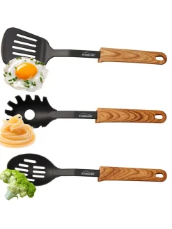 9tlg. Küchenhelfer-Set in Schwarz/ Hellbraun