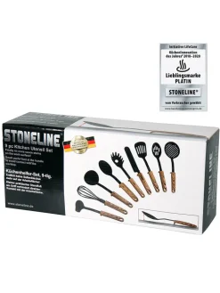 9tlg. Küchenhelfer-Set in Schwarz/ Hellbraun