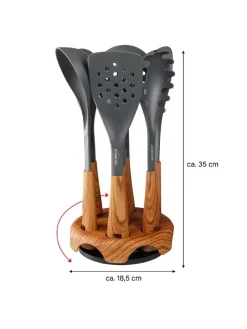 8tlg. Küchenhelfer-Set in Schwarz/ Hellbraun