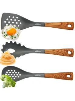 8tlg. Küchenhelfer-Set in Schwarz/ Hellbraun