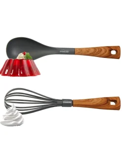 8tlg. Küchenhelfer-Set in Schwarz/ Hellbraun