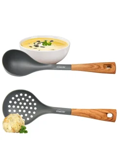 8tlg. Küchenhelfer-Set in Schwarz/ Hellbraun