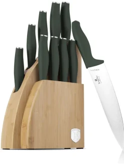 10tlg. Küchenmesser-Set im Block in Anthrazit