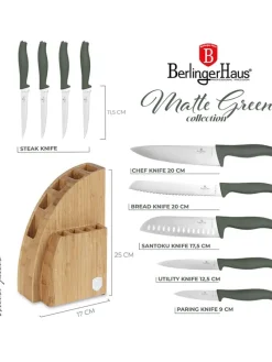 10tlg. Küchenmesser-Set im Block in Anthrazit