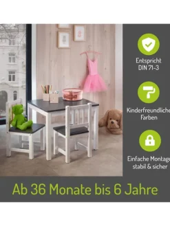 3-tlg. Kindersitzgruppe Amy in Grau / weiß