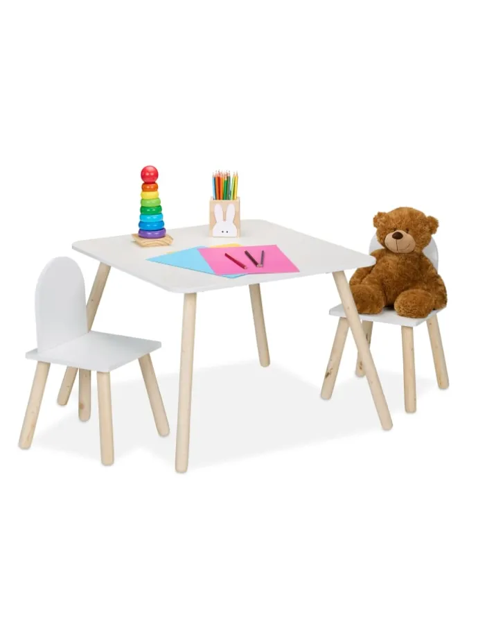 3-tlg. Kindersitzgruppe in Weiß/ Natur