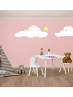 3-tlg. Kindersitzgruppe in Weiß/ Natur