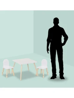 3-tlg. Kindersitzgruppe in Weiß/ Natur