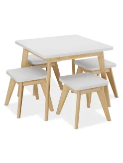 5-tlg. Kindersitzgruppe in Weiß/ Natur