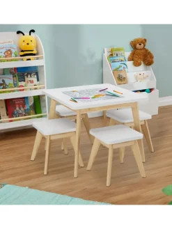 5-tlg. Kindersitzgruppe in Weiß/ Natur