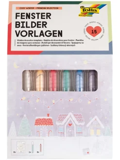 15tlg. Kreativset "Fensterbilder Cosy Winter" in Weiß/ Bunt