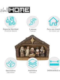 7tlg. Krippenfiguren-Set in Braun