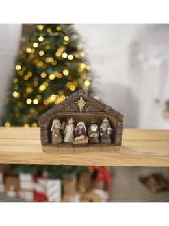 7tlg. Krippenfiguren-Set in Braun