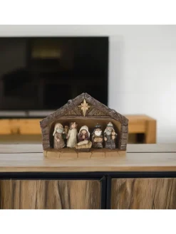 7tlg. Krippenfiguren-Set in Braun