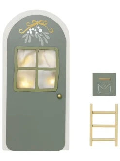 3tlg. LED-Weihnachtsdeko "Elf Door" in Grün