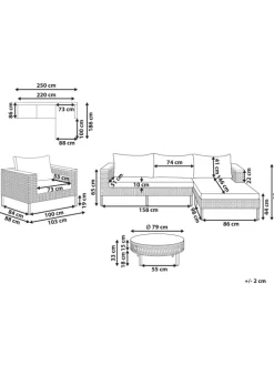 3-tlg Lounge Set CALASETTA in Beige