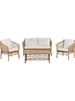 4-tlg Lounge Set MAGGIORE in Braun/Weiß