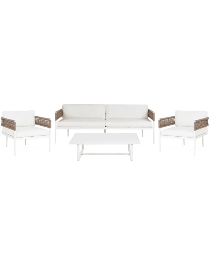 4-tlg Lounge Set SERLA in Weiß/Beige