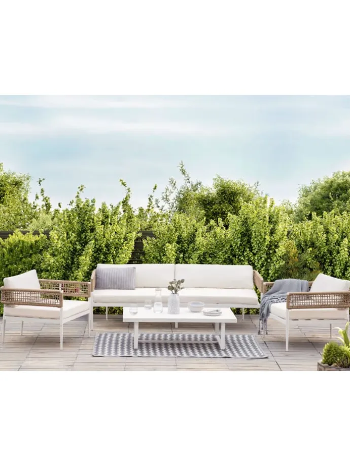 4-tlg Lounge Set SERLA in Weiß/Beige