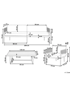 4-tlg Lounge Set SERLA in Weiß/Beige