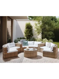 2-tlg Lounge Set SEVERO in Braun/Weiß