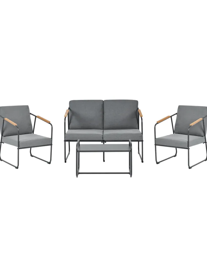 4-tlg Lounge Set VEZZANA in Grau/Schwarz/Braun