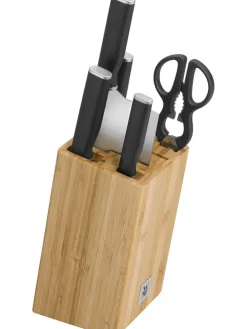 6tlg. Messerblock-Set ''Kineo'' in Beige/ Schwarz