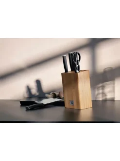 6tlg. Messerblock-Set ''Kineo'' in Beige/ Schwarz