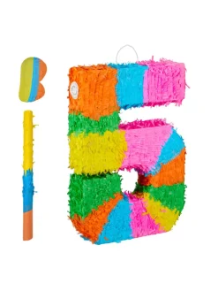 3-tlg. Pinata Set "Zahl 5" in Bunt