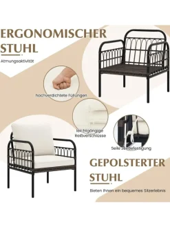 3tlg. Rattansessel Set in Weiß