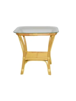 3tlg. Rattansitzgruppe mit Sitzkissen in beigefarben