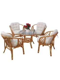 9tlg. Rattansitzgruppe Regina in honigfarben