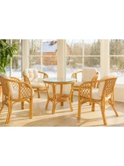 9tlg. Rattansitzgruppe Regina in honigfarben