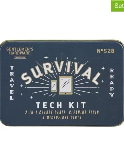 4tlg. Reiseset "Survival Tech Kit" in Blau/ Weiß