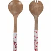2tlg. Salatbesteck-Set in Braun/ Weiß - (L)33,5 cm