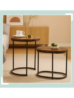 2-tlg. Satztisch-Set in Braun/ Schwarz