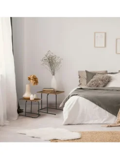 2-tlg. Satztisch-Set in Dunkelbraun/ Schwarz