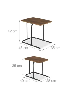 2-tlg. Satztisch-Set in Dunkelbraun/ Schwarz