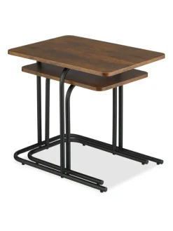 2-tlg. Satztisch-Set in Dunkelbraun/ Schwarz