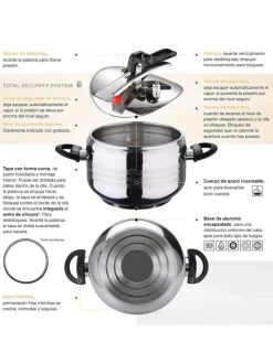 2tlg. Schnellkochtopf-Set "San Ignacio" in Silber/ Schwarz - Ø 22 cm