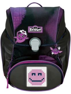 4tlg. Schulranzen-Set "Alpha Set Movie - Pink Pixel" in Schwarz/ Lila