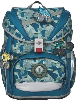 6tlg. Schulranzen-Set "Monster Truck" in Blau/Grün